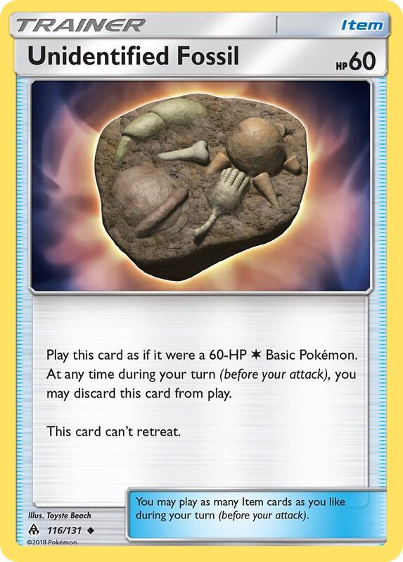 Unidentified Fossil Pokemon card from SM - Forbidden Light