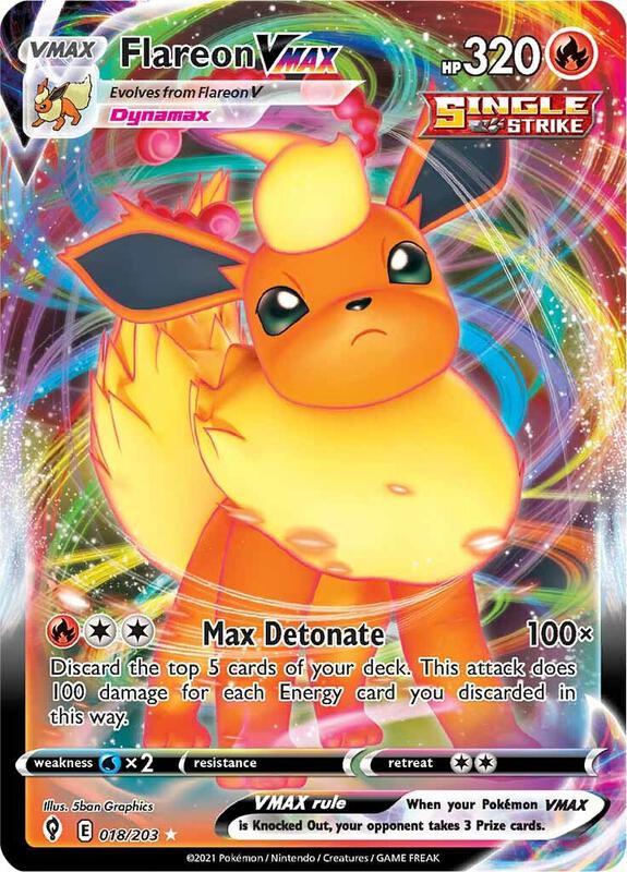 Flareon VMAX Pokemon card from SWSH07: Evolving Skies