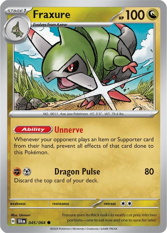 Fraxure Pokemon card from SV: Shrouded Fable