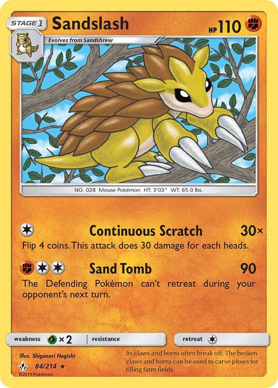 Sandslash Pokemon card from SM - Unbroken Bonds