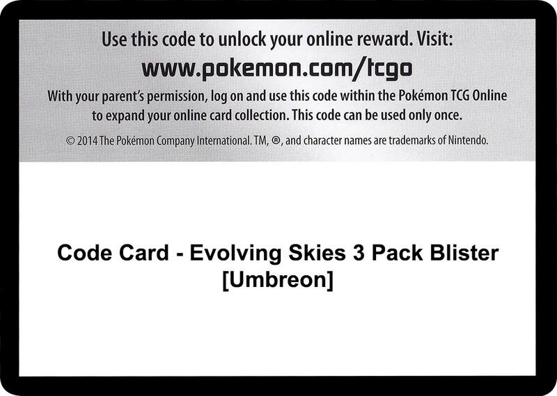 Code Card - Evolving Skies 3 Pack Blister [Umbreon]