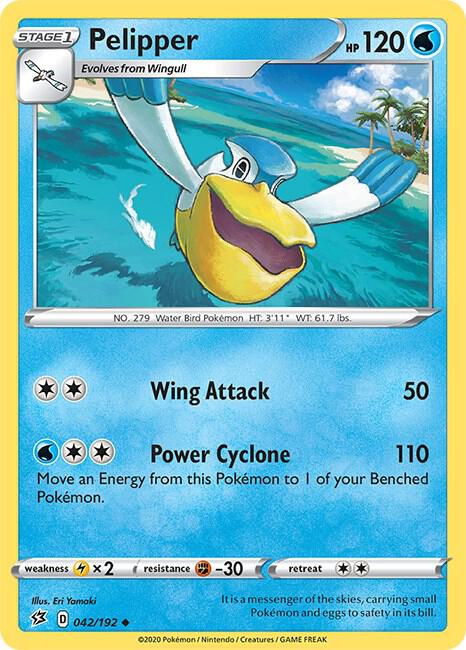 Pelipper Pokemon card from SWSH02: Rebel
