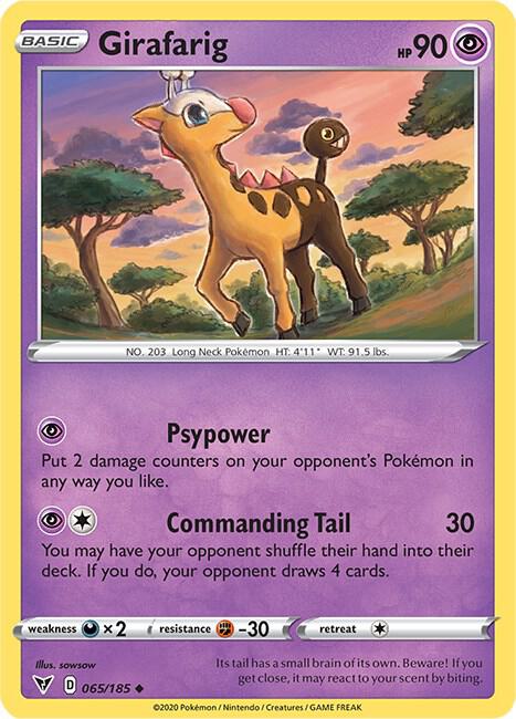 Girafarig Pokemon card from SWSH04: Vivid Voltage