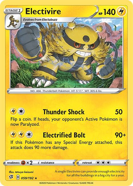 Electivire Pokemon card from SWSH02: Rebel Clash