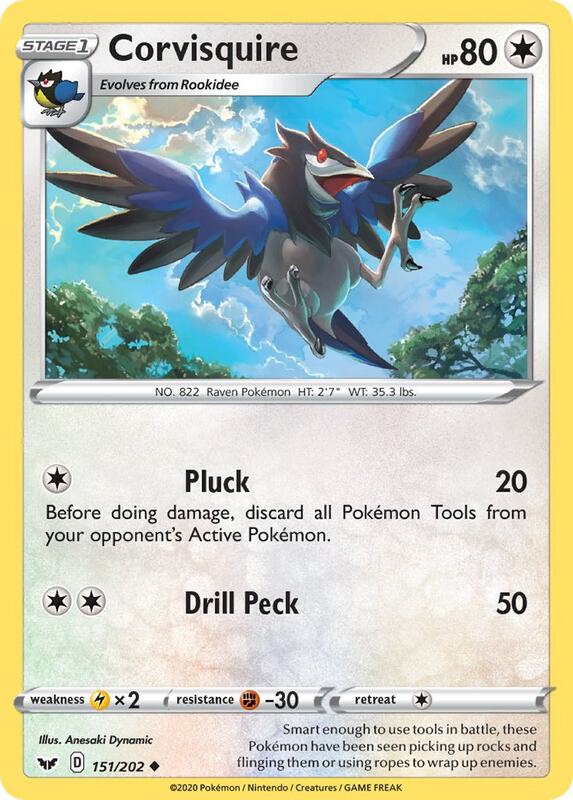 Corvisquire Pokemon card from SWSH01: Sword & Shield Base Set