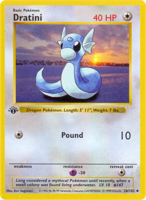 Dratini Pokemon card from Base Set (Shadowless)