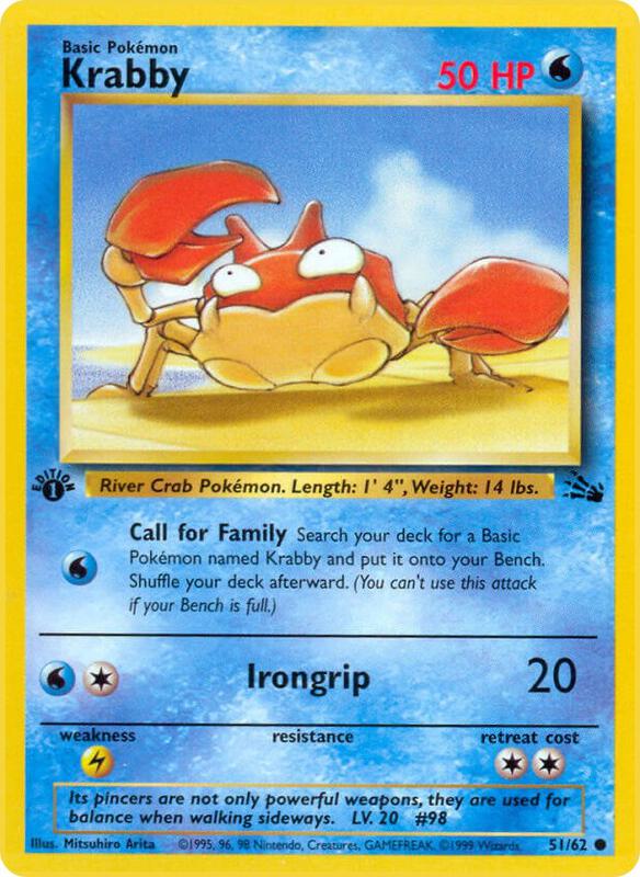 Krabby Pokemon card from Fossil