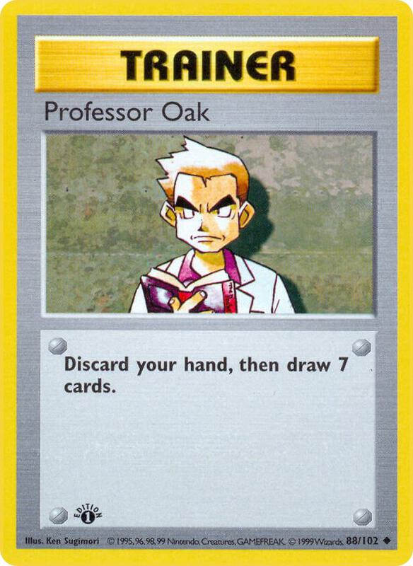 Professor Oak Pokemon card from Base Set (Shadowless)