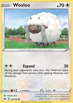 Wooloo Pokemon card from Sword Shield