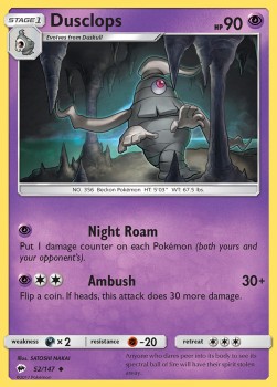 Dusclops Pokemon card from Burning Shadows