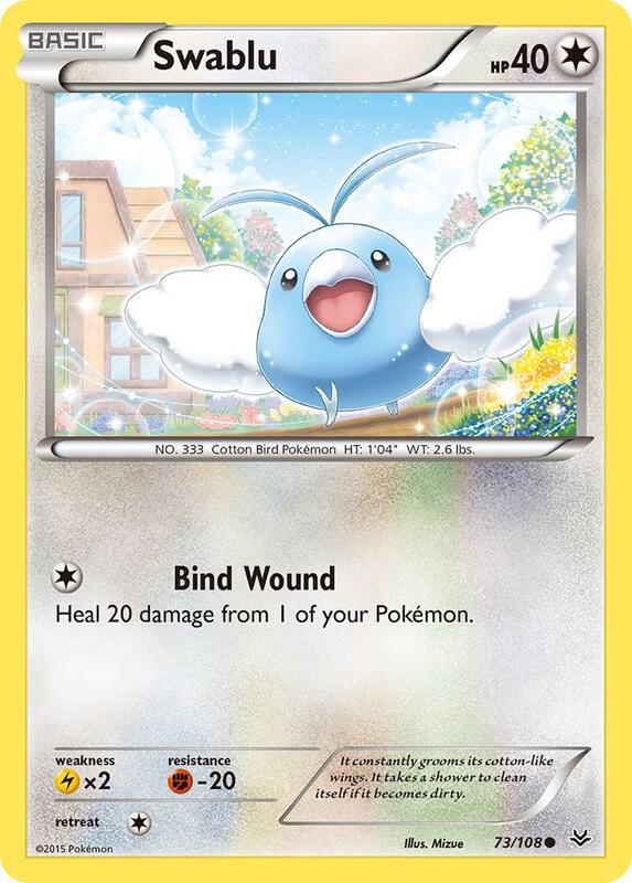 Swablu Pokemon card from XY - Roaring Skies