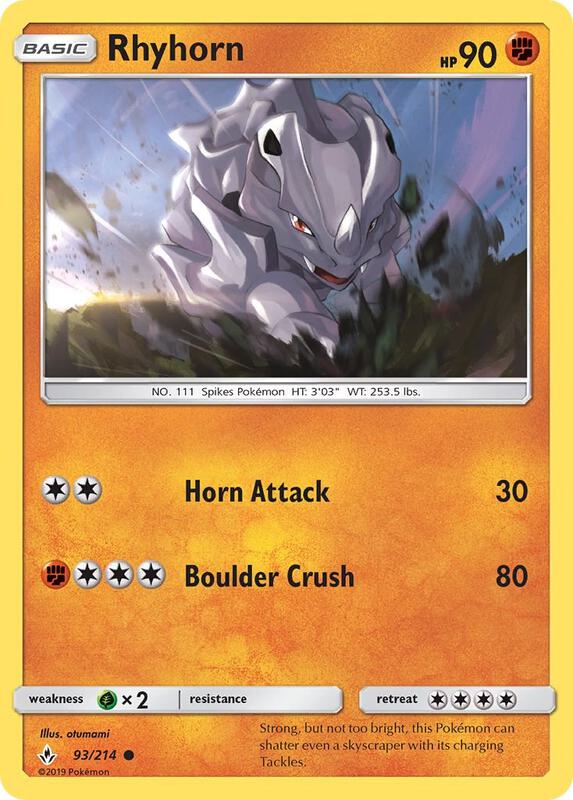 Rhyhorn (93) Pokemon card from SM - Unbroken Bonds