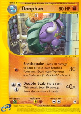 Donphan Pokemon card from Aquapolis