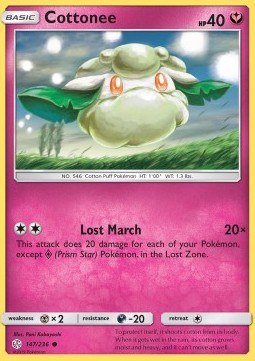 Cottonee Pokemon card from Cosmic Eclipse