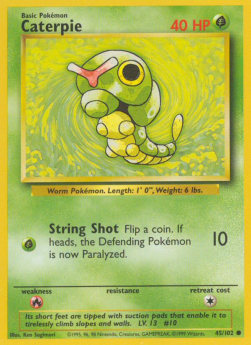 Caterpie Pokemon card from Base Set