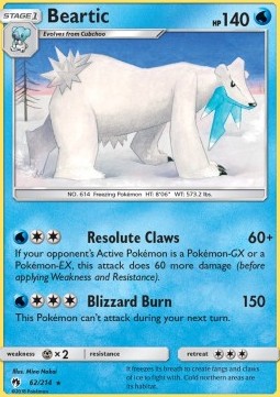 Beartic Pokemon card from Lost Thunder