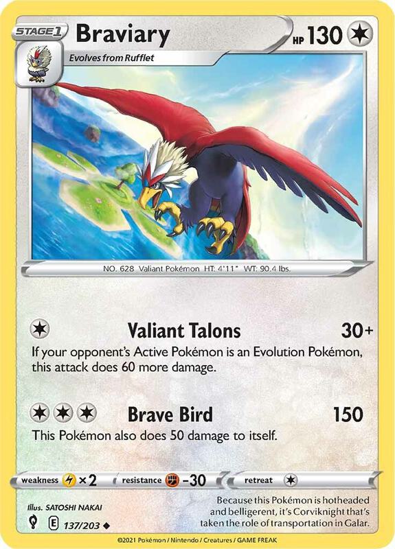 Braviary Pokemon card from SWSH07: Evolving