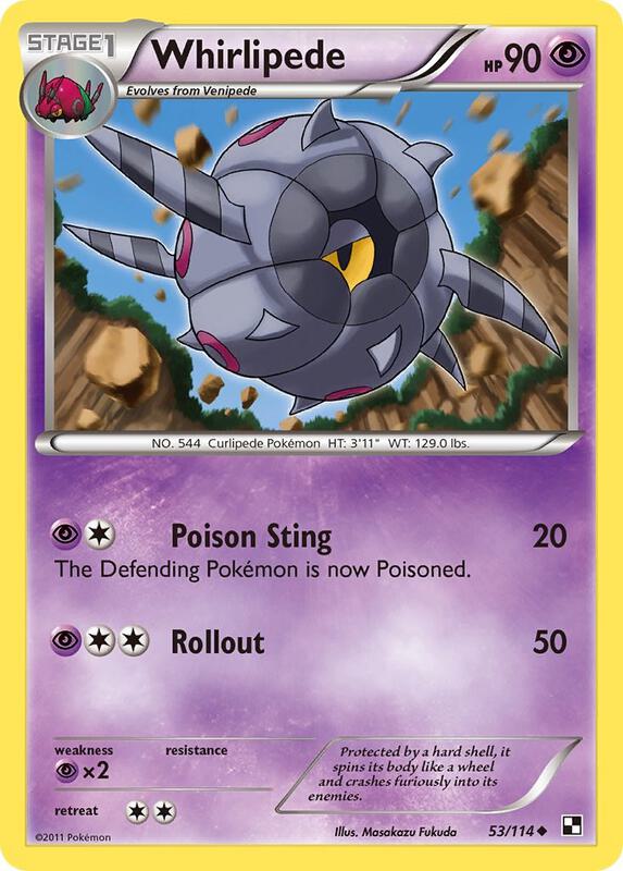 Whirlipede Pokemon card from Black and White