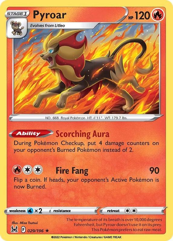 Pyroar Pokemon card from SWSH11: Lost Origin