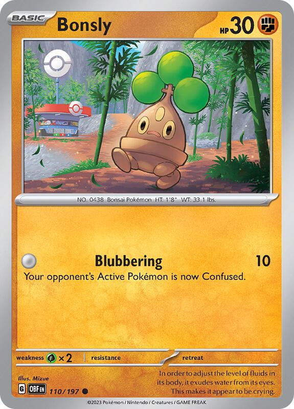 Bonsly Pokemon card from SV03: Obsidian Flames