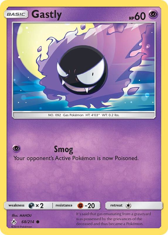 Gastly (68) Pokemon card from SM - Unbroken Bonds