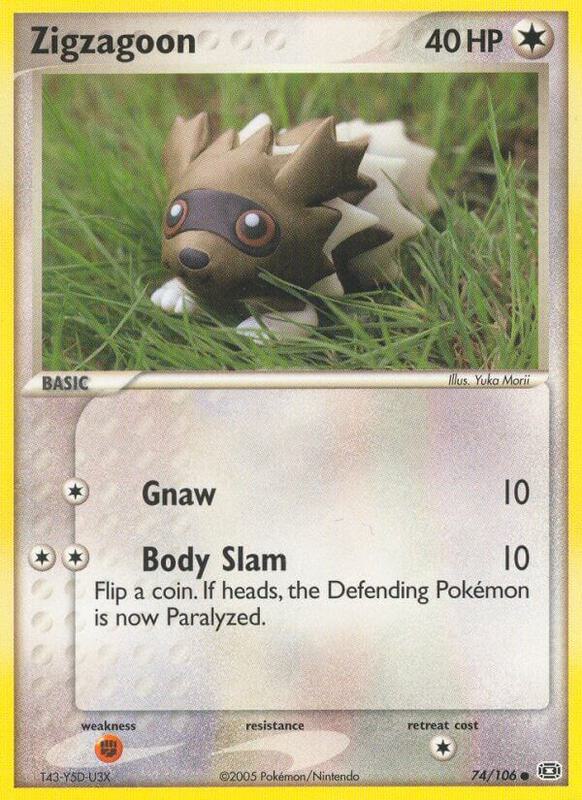 Zigzagoon Pokemon card from Emerald