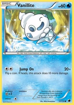 Vanillite Pokemon card from Plasma Freeze
