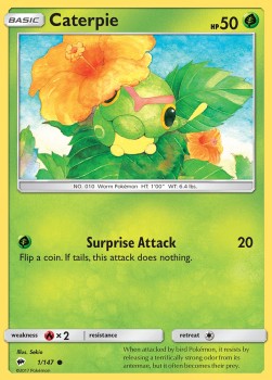 Caterpie Pokemon card from Burning Shadows