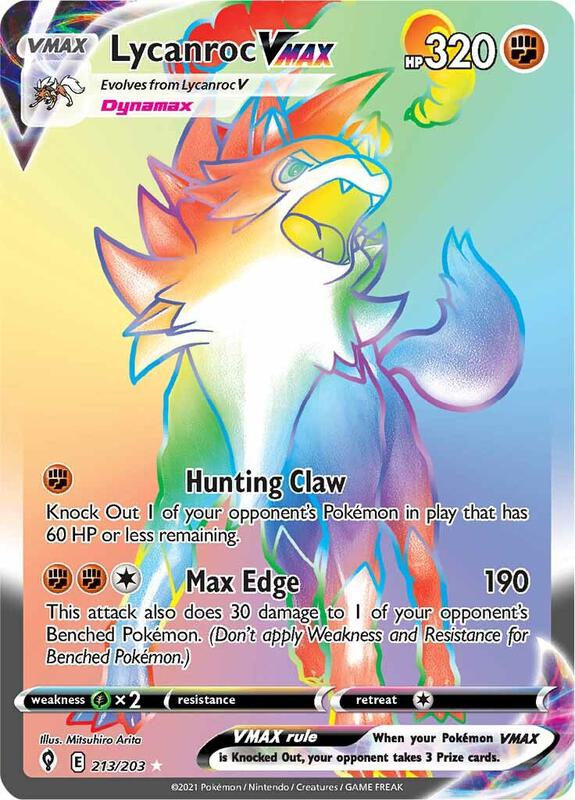 Lycanroc VMAX (Secret) Pokemon card from SWSH07: Evolving