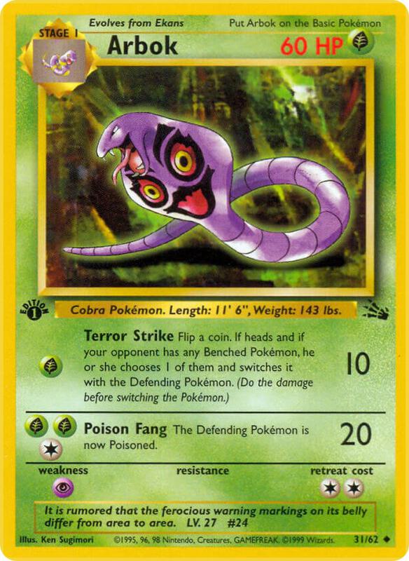 Arbok Pokemon card from Fossil