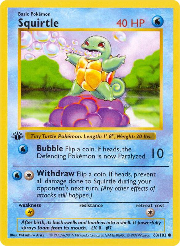 Squirtle Pokemon card from Base Set (Shadowless)