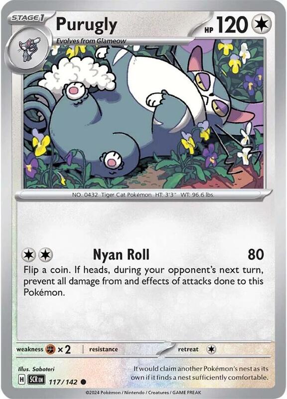 Purugly Pokemon card from SV07: Stellar Crown