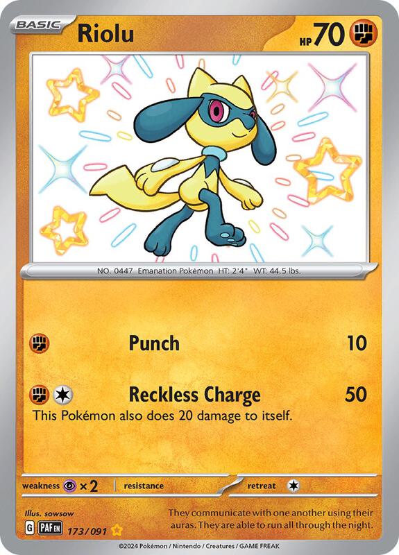 Riolu Pokemon card from SV: Paldean Fates