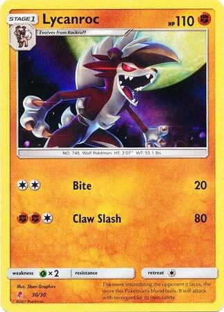 Lycanroc (#30 Holofoil) Pokemon card from SM Trainer Kit: Lycanroc & Alolan Raichu
