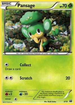 Pansage Pokemon card from McDonalds Collection 2012