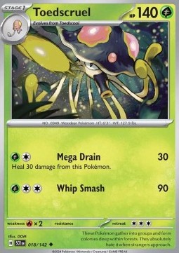 Toedscruel Pokemon card from Stellar Crown