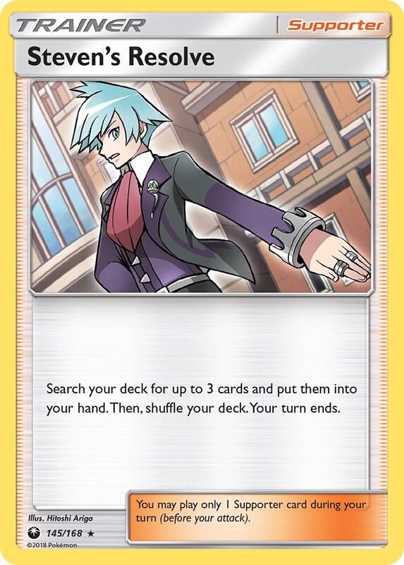 Steven's Resolve Pokemon card from SM - Celestial Storm