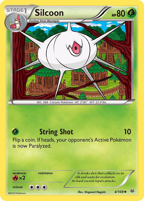 Silcoon Pokemon card from XY - Roaring Skies