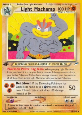 Light Machamp Pokemon card from Neo Destiny