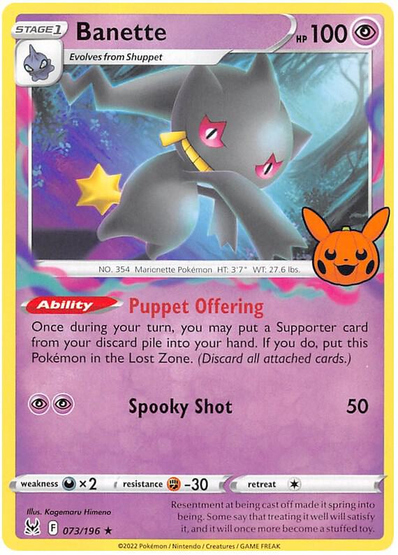 Banette Pokemon card from Trick or Trade BOOster Bundle 2023