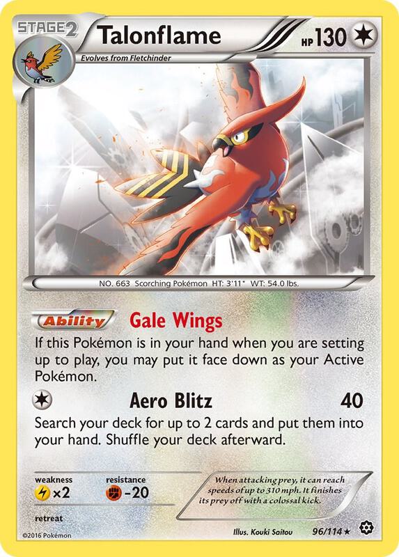 Talonflame Pokemon card from XY - Steam Siege