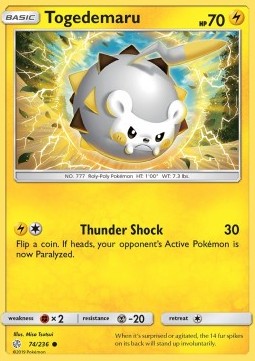 Togedemaru Pokemon card from Cosmic Eclipse