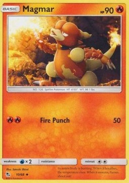 Magmar Pokemon card from Hidden Fates