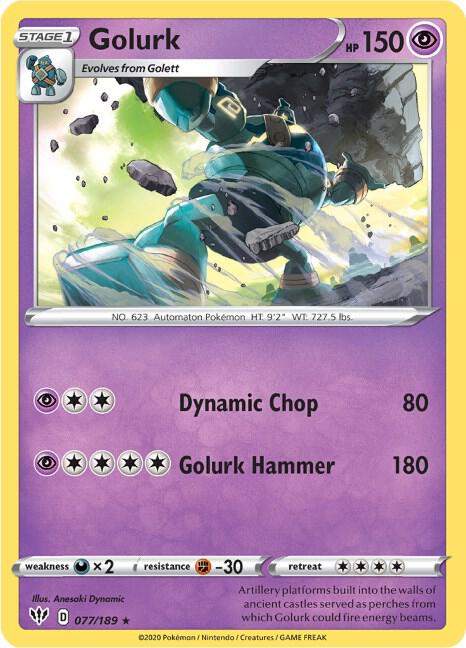Golurk Pokemon card from SWSH03: Darkness