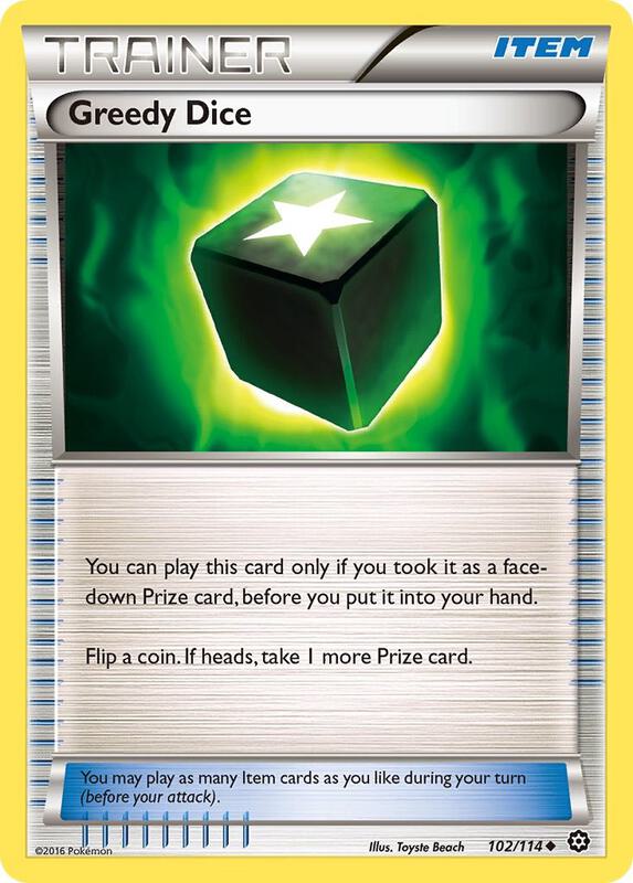 Greedy Dice Pokemon card from XY - Steam Siege