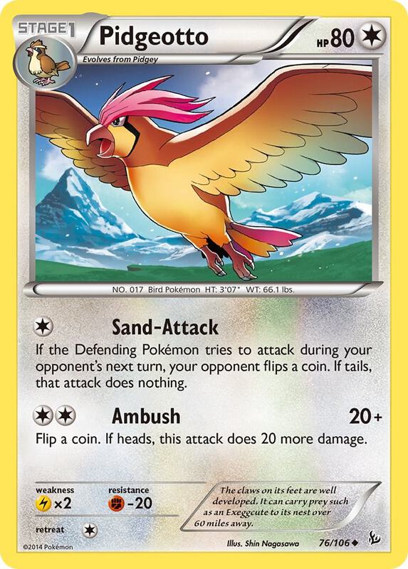 Pidgeotto Pokemon card from XY - Flashfire