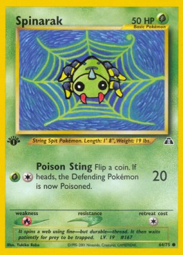 Spinarak Pokemon card from Neo Discovery