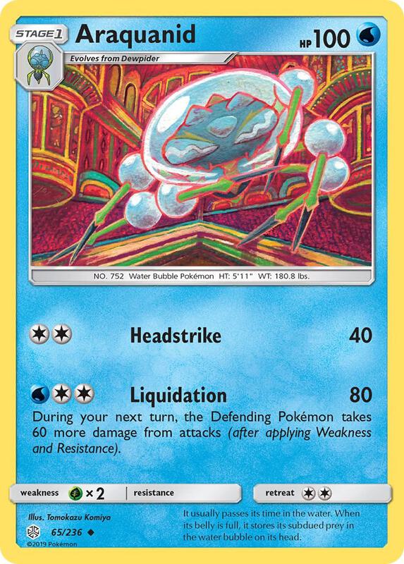 Araquanid Pokemon card from SM - Cosmic Eclipse