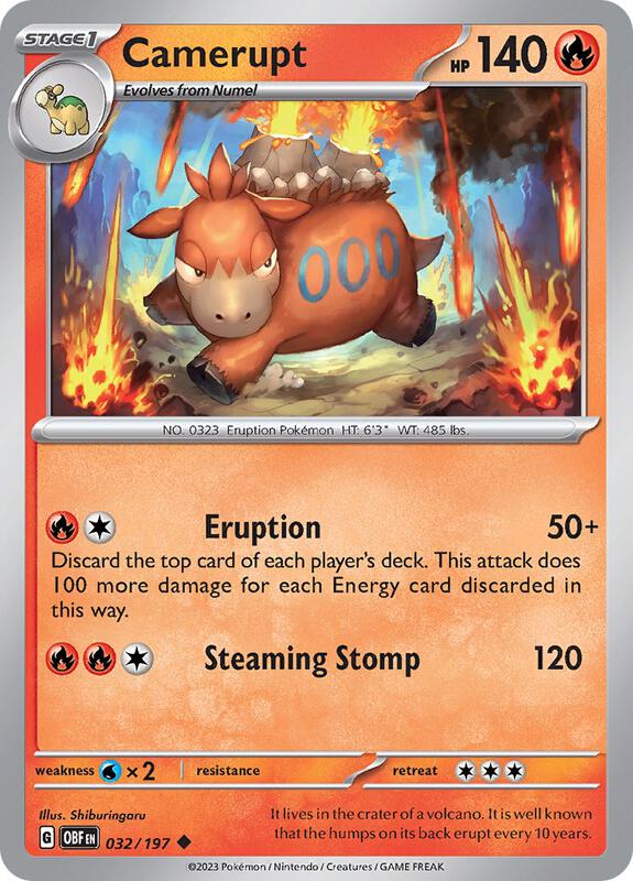 Camerupt Pokemon card from SV03: Obsidian Flames