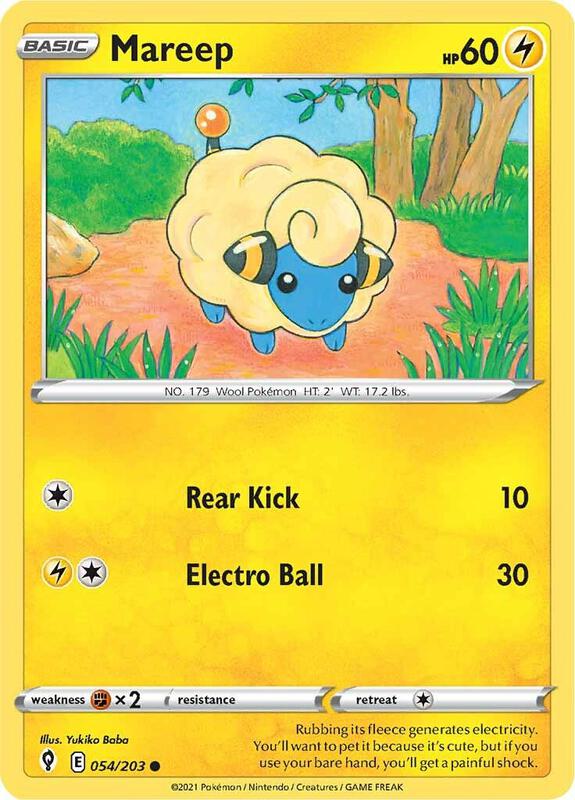 Mareep Pokemon card from SWSH07: Evolving Skies